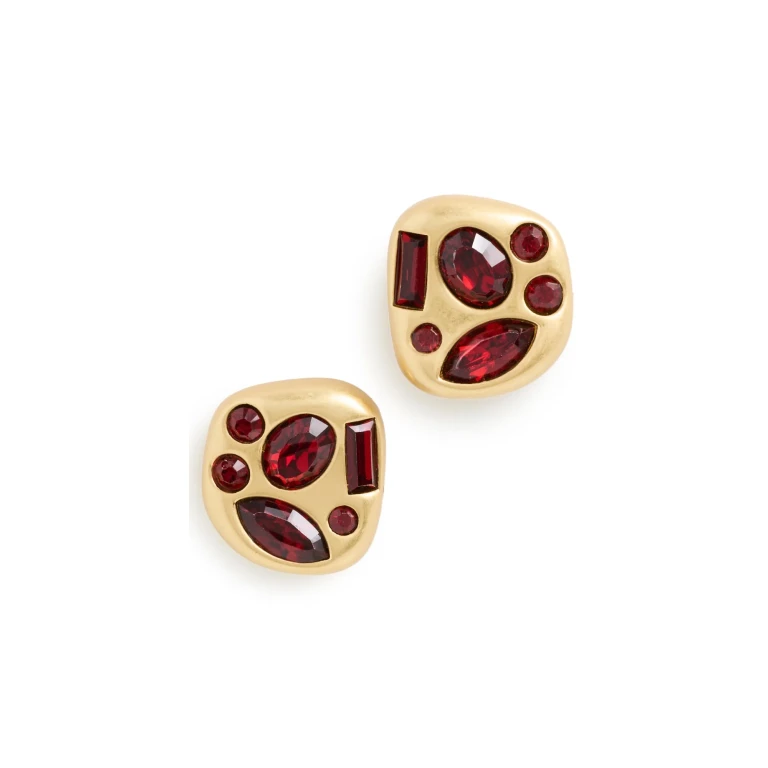 Lele Sadoughi Molten Button Earrings Garnet One Size