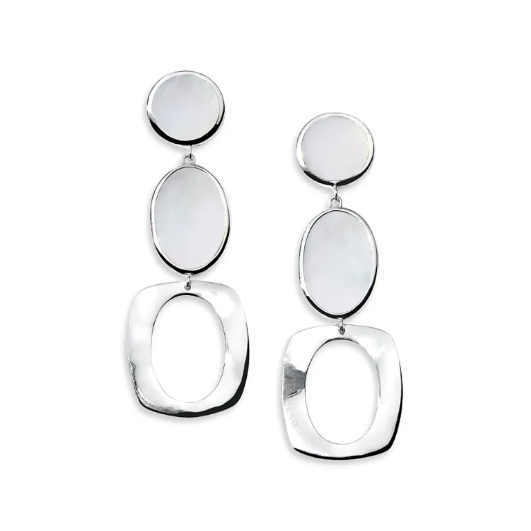 Ippolita Sterling Silver 925 Polished Rock Candy Mother of Pearl Triple Drop Earrings