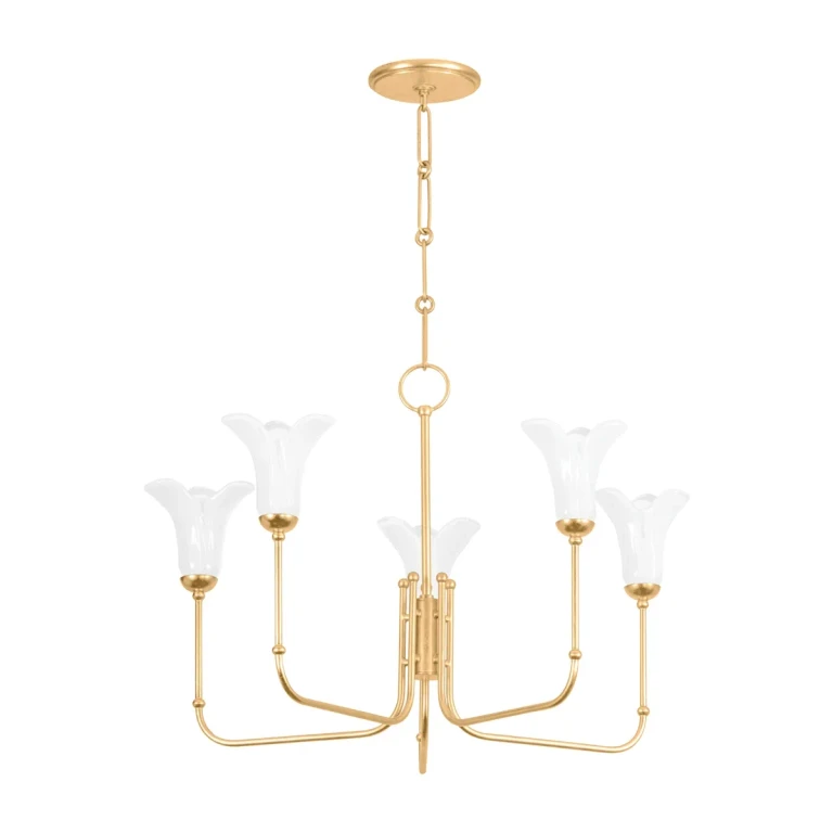 Vintage Gold Leaf Five Light Chandelier from the Montclair Collection