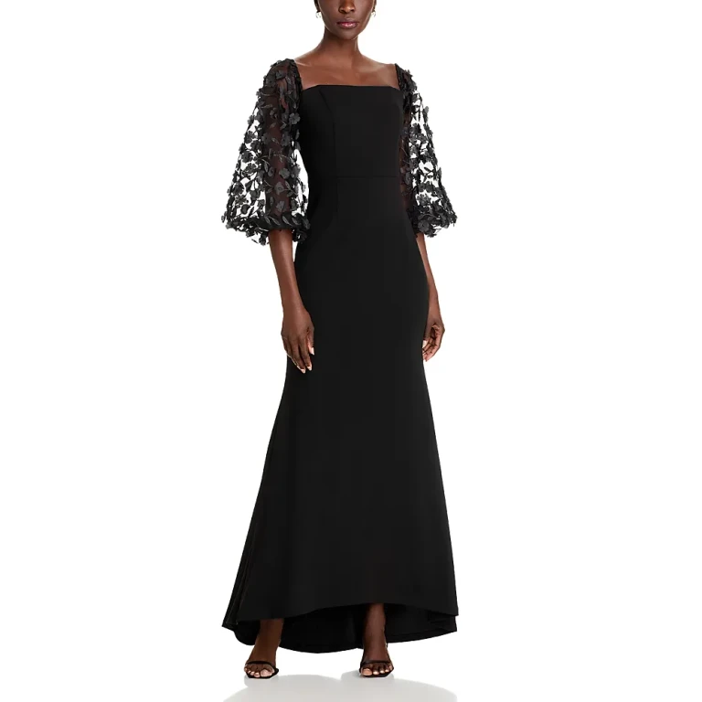 Eliza J Floral Embellished Off-the-Shoulder Gown