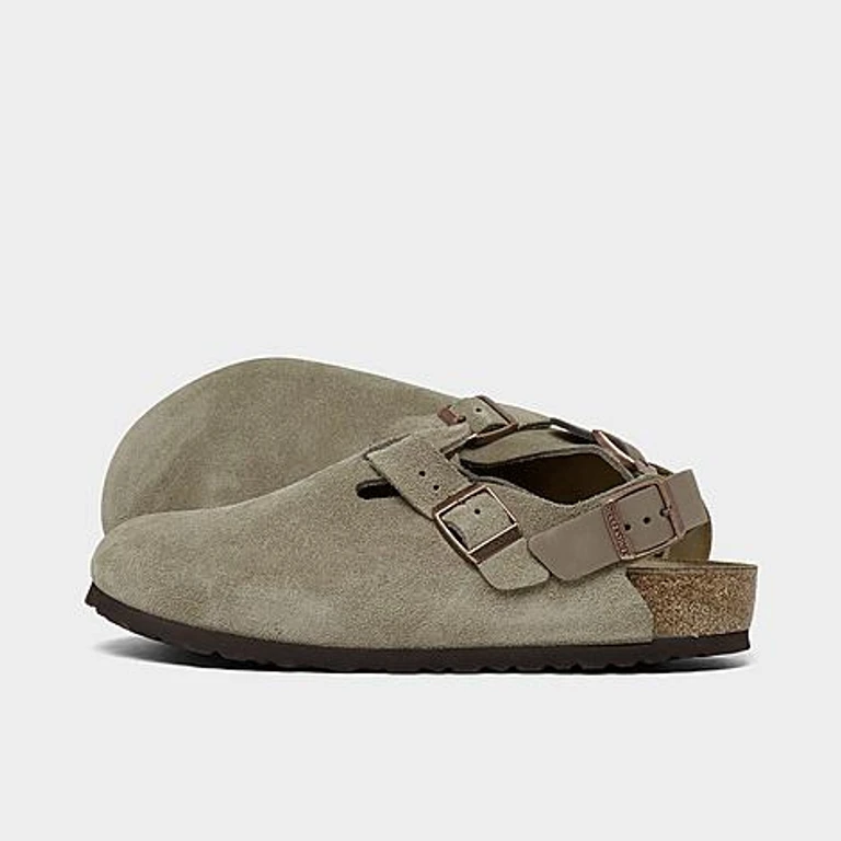 Birkenstock Men's Tokio Suede Leather Clogs in Taupe Size: 41