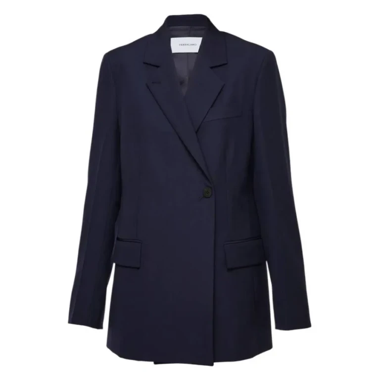 Blue Double Breasted Wool Blazer, Brand Size 46 ( US Size 12 )