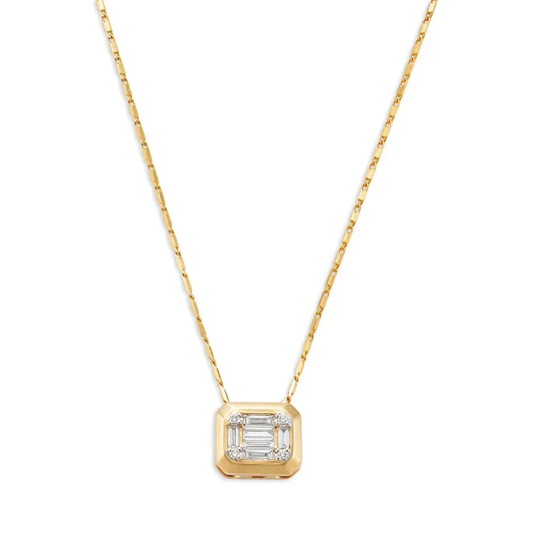 Diamond Square Pendant Necklace in 14K Yellow Gold, 0.33 tcw