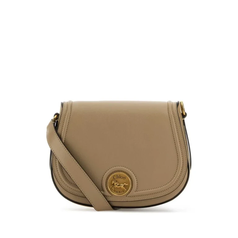 Chloé Cappuccino Leather Horse Medal Crossbody Bag