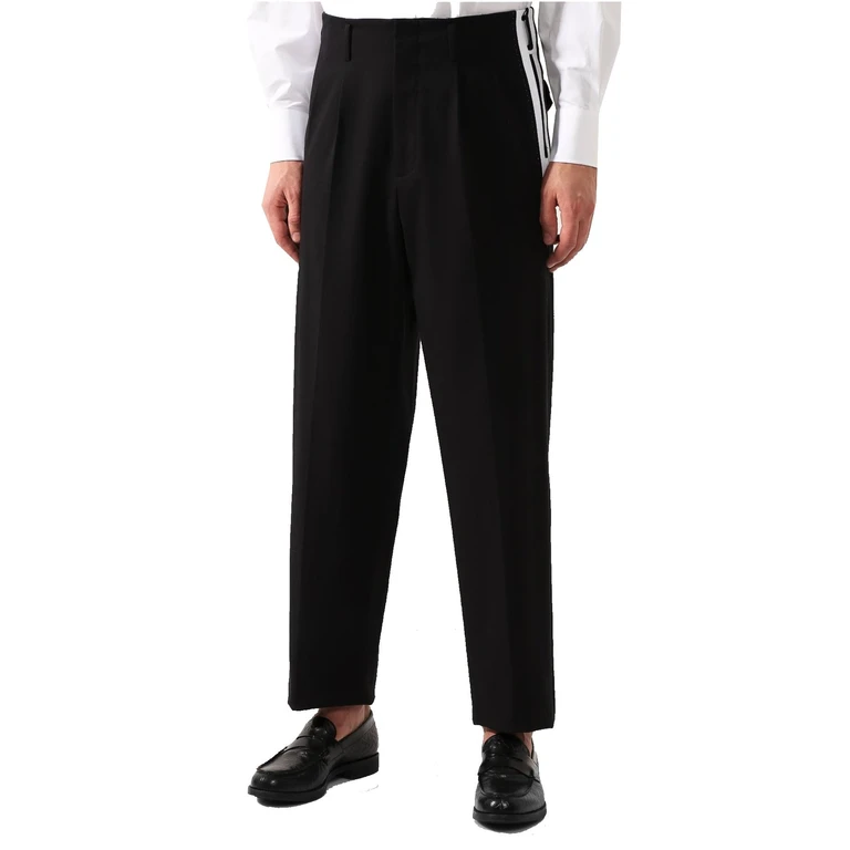 Dolce & Gabbana Side Stripe Pleat Trousers Black Cotton Elastane - Men