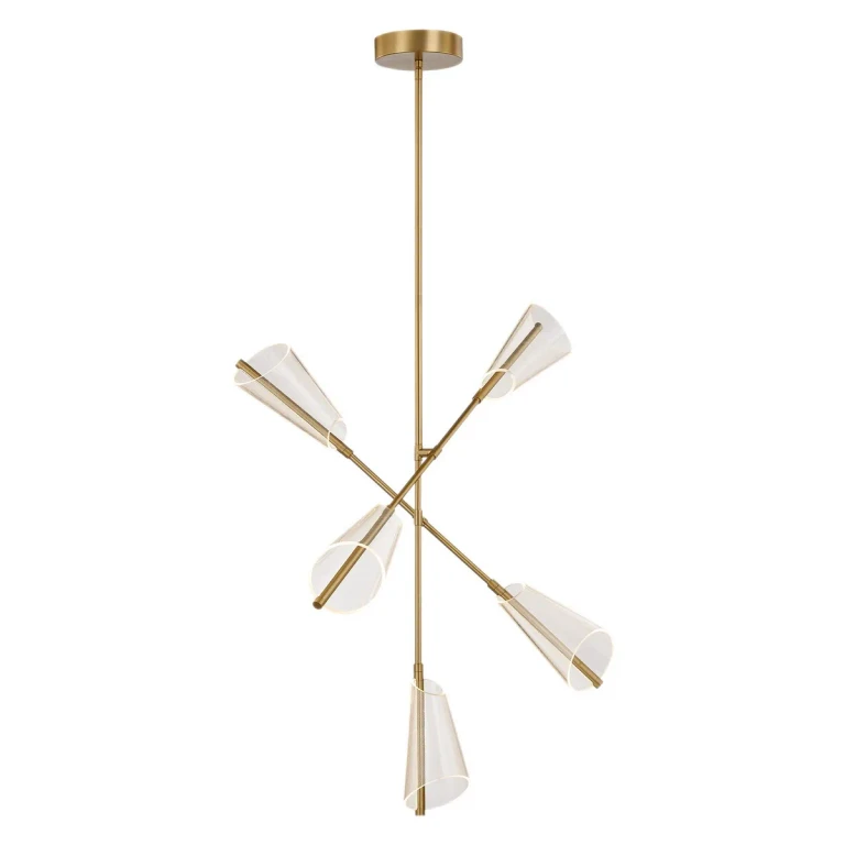 Brushed Gold Light Guide LED Chandelier from the Mulberry Collection