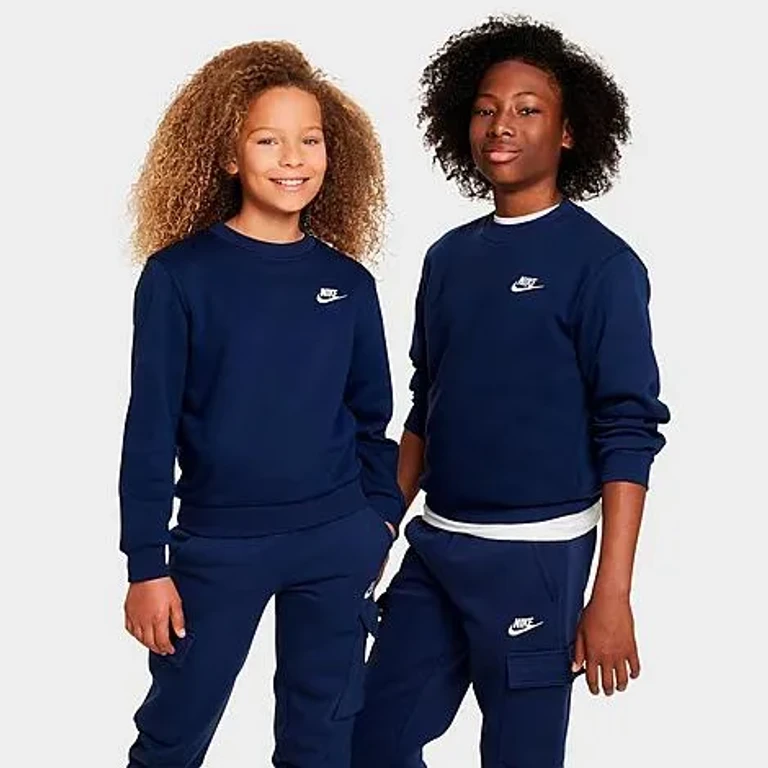 Big Kids Sportswear Club Fleece Sweatshirt in Midnight Navy/White Size: XS