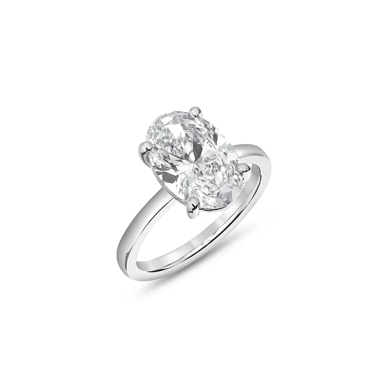 Certified Lab Grown Oval Diamond Engagement Ring in 18K White Gold, 2.0 tcw