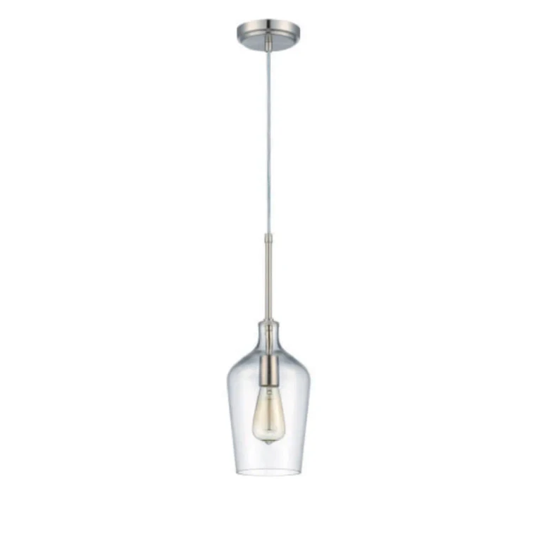 Brushed Polished Nickel One Light Mini Pendant from the Pendant Collection