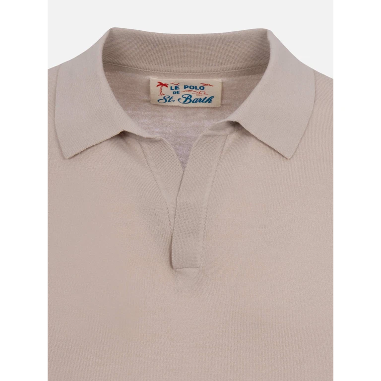 Mc2 Saint Barth Sloan Stone Grey Buttonless Knitted Polo Shirt Knitwear - Men