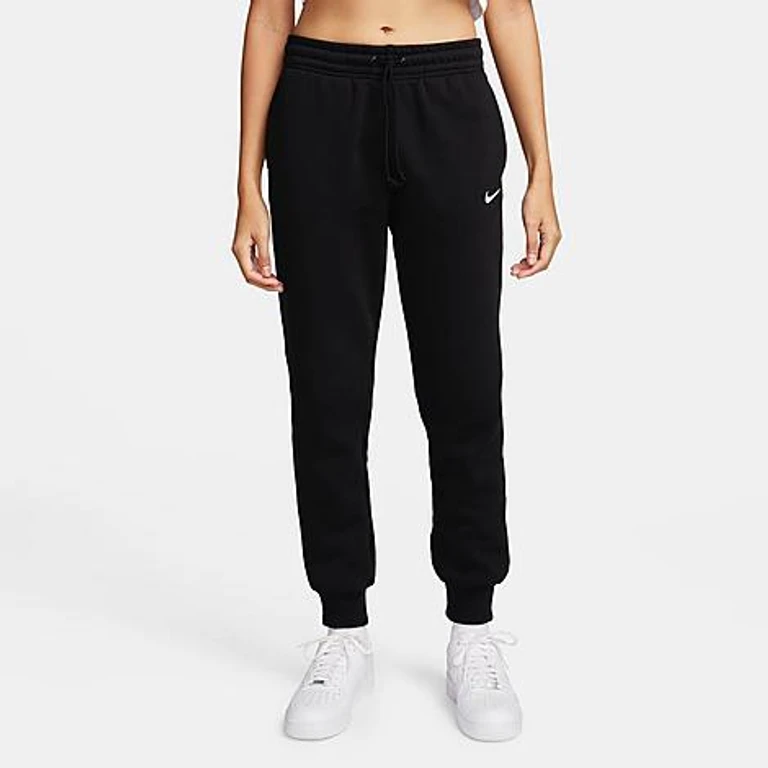 Nike Women's Sportswear Phoenix Fleece Mid-Rise Jogger Sweatpants in Black/Sail Size: XS/Small