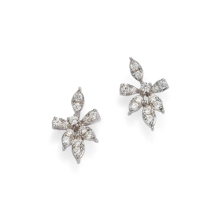 Diamond Starburst Stud Earrings in 14K White Gold, 0.50 tcw