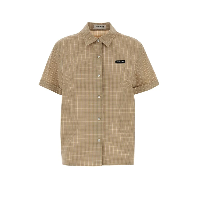 Miu Miu Embroidered Poplin Shirt Albino Exterior: Cotton Camicie - Women