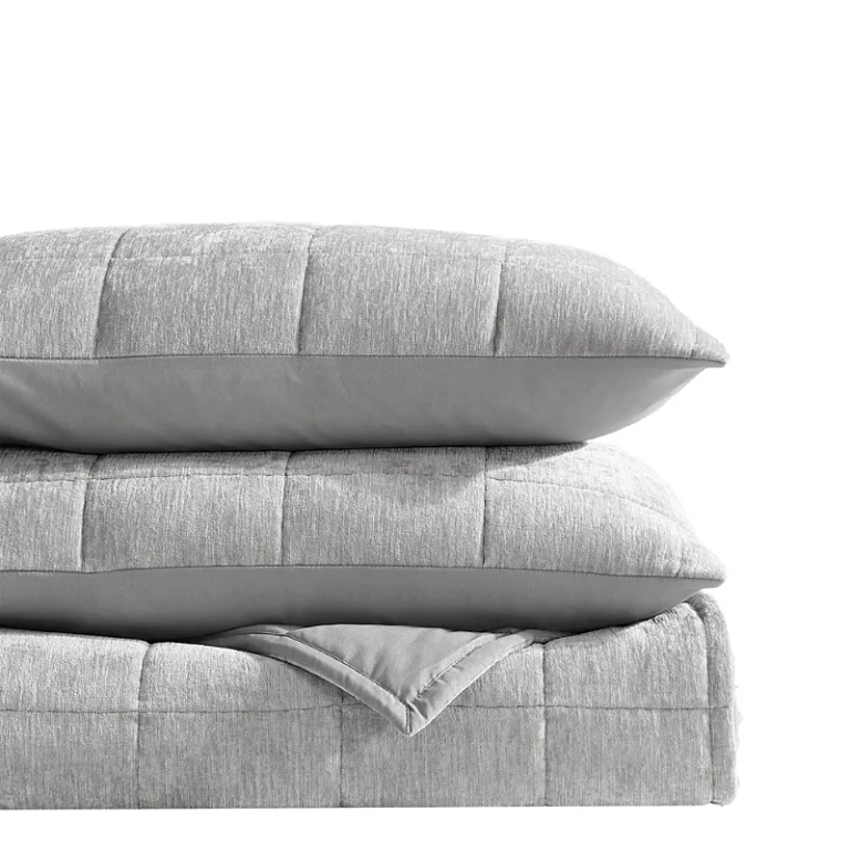 Vera Wang Chenille Box Solid 3 Piece Quilt Set, Queen