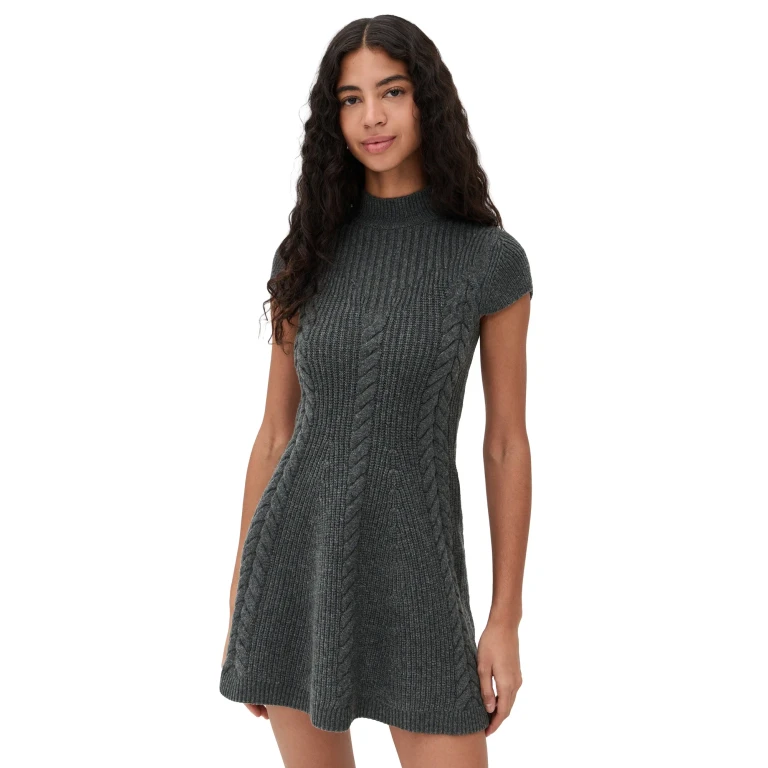 PAIGE Freya Sweater Dress Dark Charcoal L