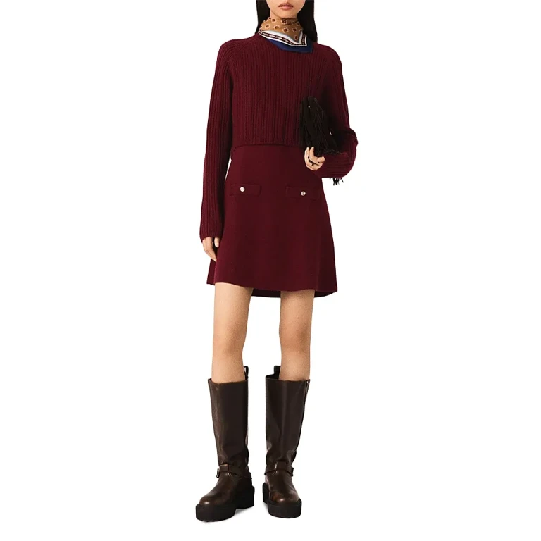 Maje Knit Dress with Removable Sweater