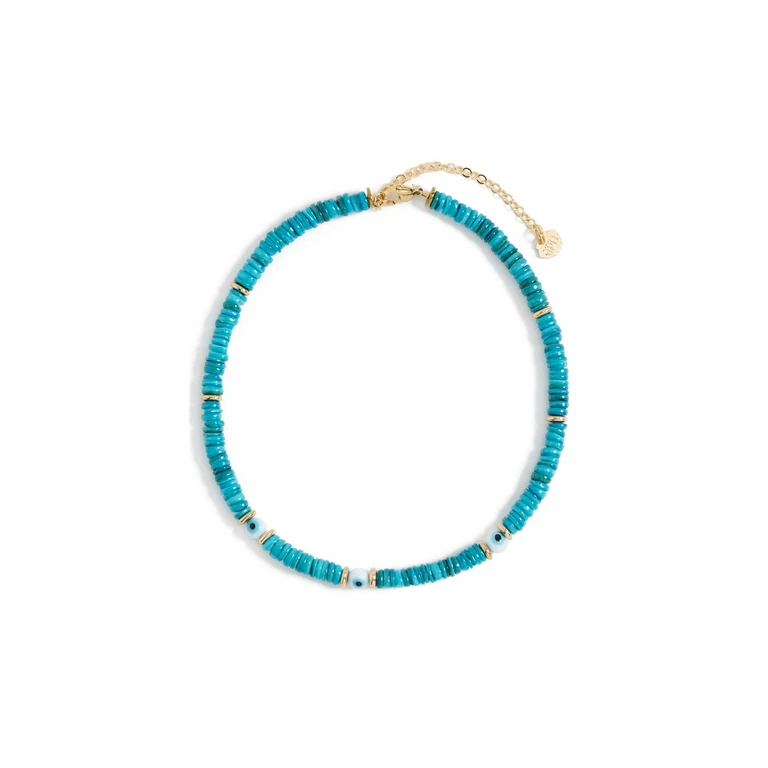 Hijas de Puka Turquoise Dyed Sea Shell Puka Necklace Turquoise One Size