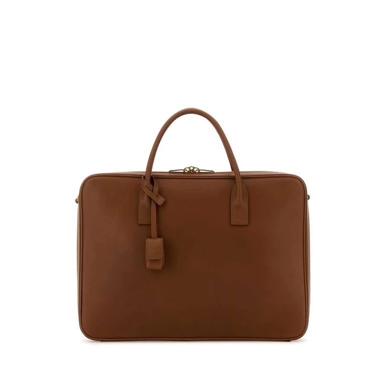 Saint Laurent Caramel Leather Briefcase