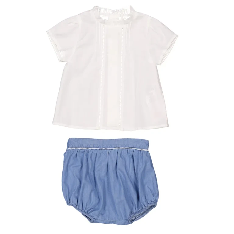 Chloe Infant Ruffle-Detail Cotton Blouse And Bloomers Set