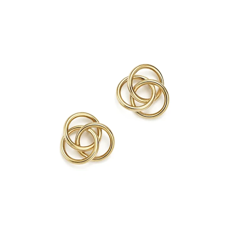 14K Yellow Gold Large Love Knot Stud Earrings