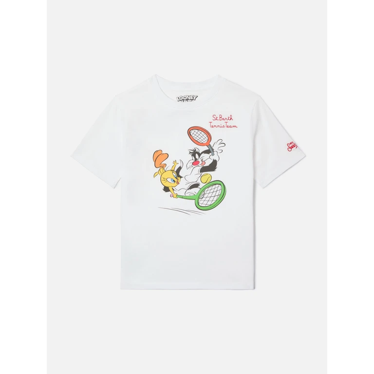Mc2 Saint Barth Denver Jr T-Shirt With Tennis Team Embroidery Special Edition White