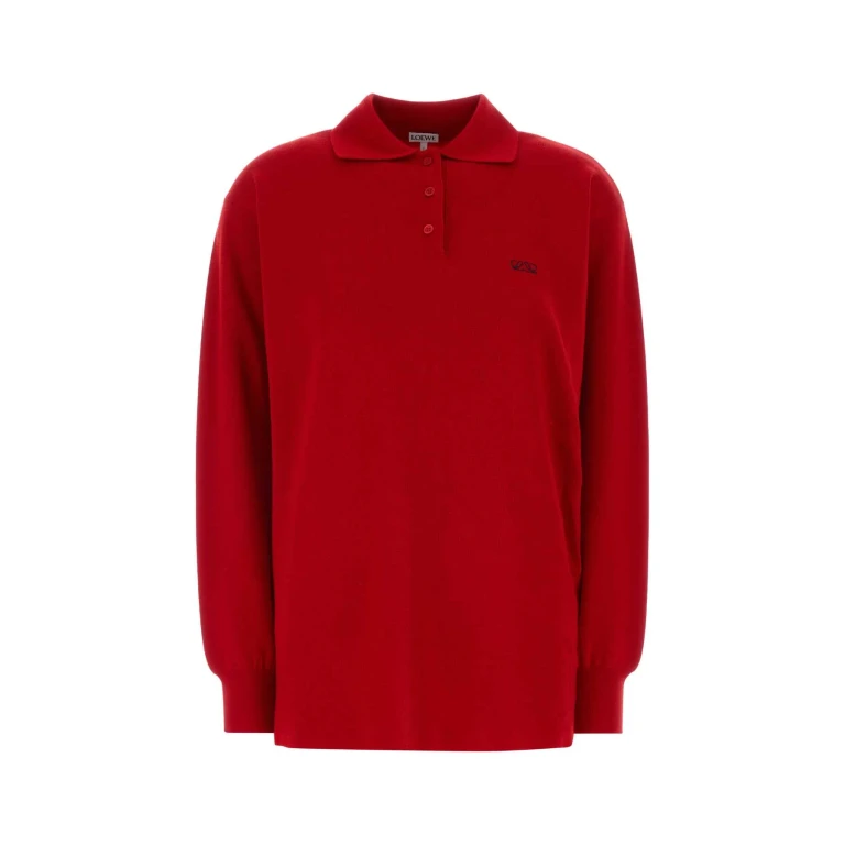 Loewe Red Stretch Cashmere Blend Polo Shirt