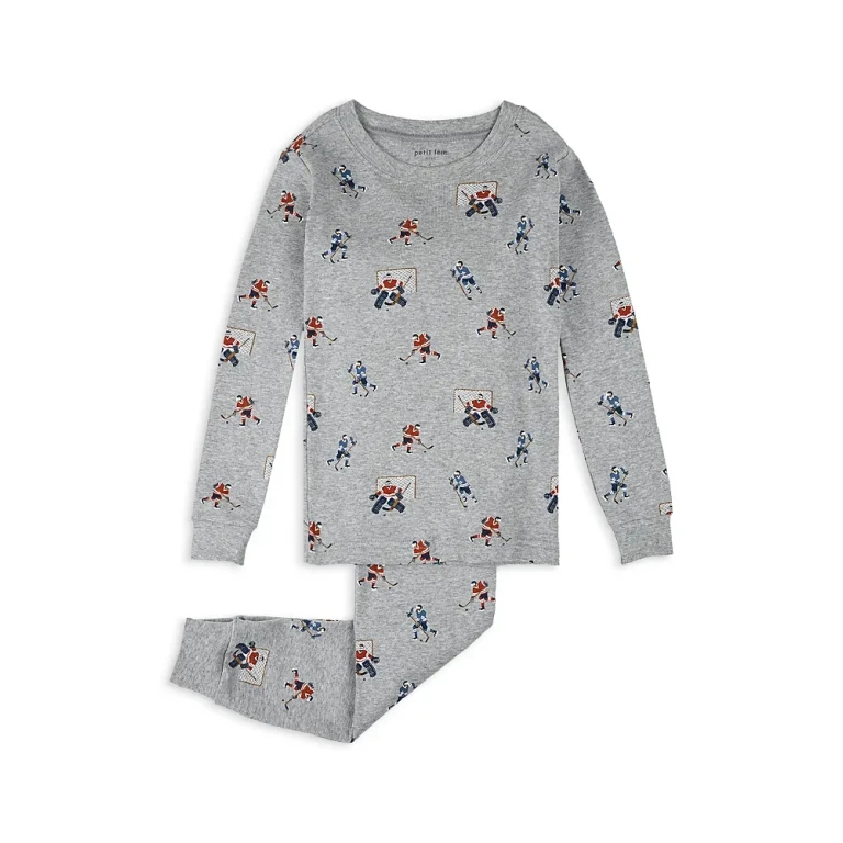 petit lem Boys' Hockey Players Print Pajama Set - Big Kid