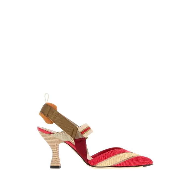Embroidered Raffia Colibr㬠Pumps Nudo Rafia Rubino Scarpe Con Tacco - Women