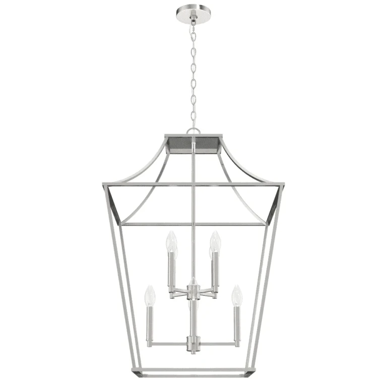 Brushed Nickel Eight Light Pendant from the Laurel Ridge Collection