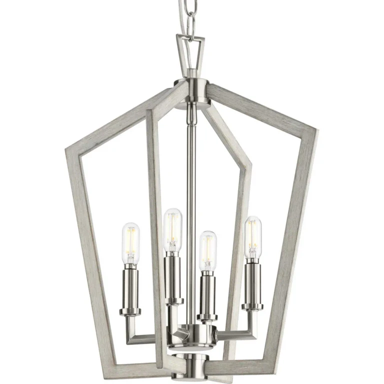 Brushed Nickel Four Light Foyer Pendant from the Galloway Collection