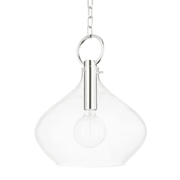 Polished Nickel One Light Large Pendant from the Lina Collection