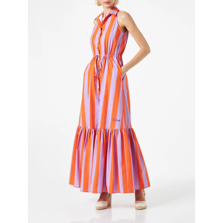 MC2 Saint Barth Woman Halterneck Dress With Striped Print