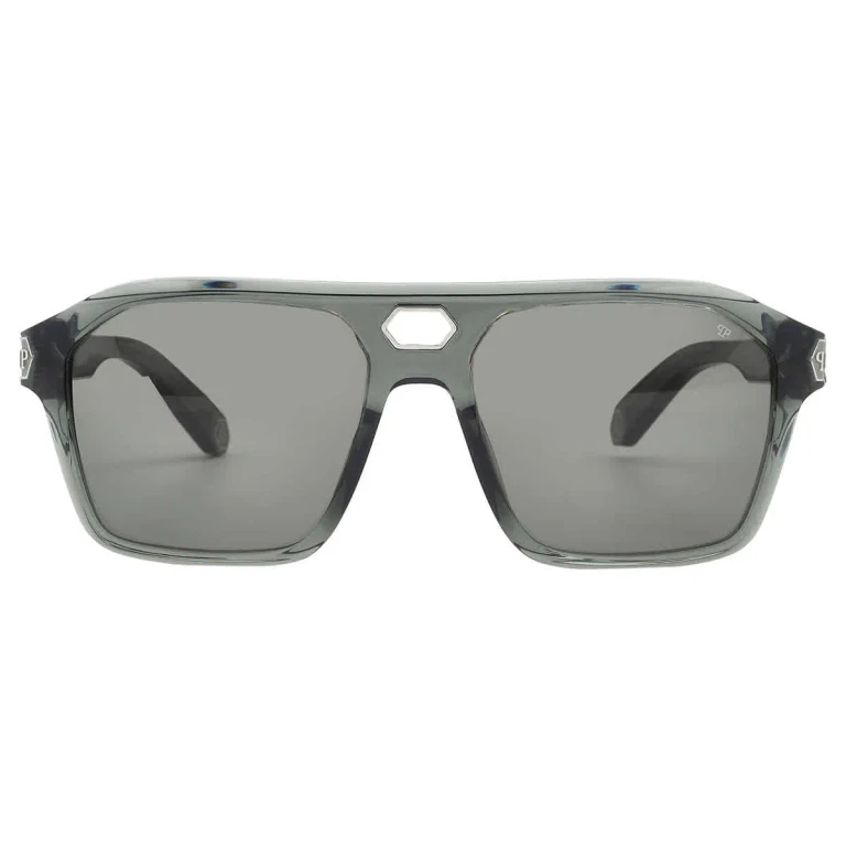 Philipp Plein Grey Navigator Mens Sunglasses SPP072M 09RM 57
