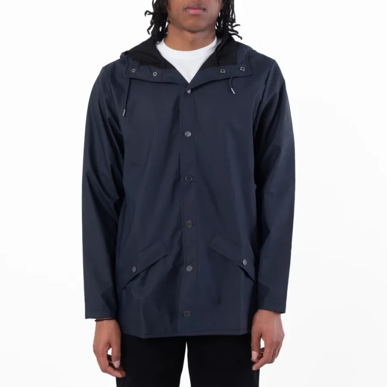 Rains Navy Waterproof Hooded Rain Jacket