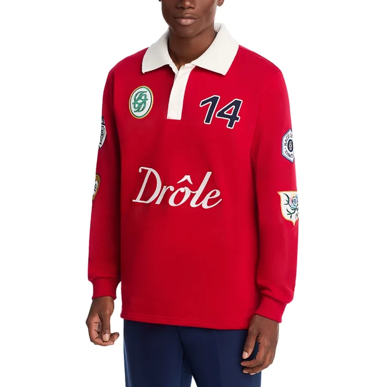 Drole De Monsieur Men's Logo Graphic Polo Racing Shirt