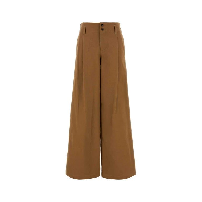 Chloé Brown Cotton Wide-Leg Pant Mustardbrown Exterior: Pantaloni - Women