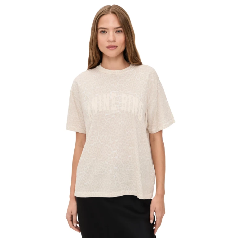 ANINE BING Cade Tee Washed White Leopard XS