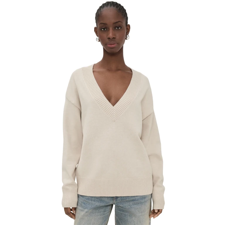 Good American Knit Deep V Knit Sweater Horizon Ink XL