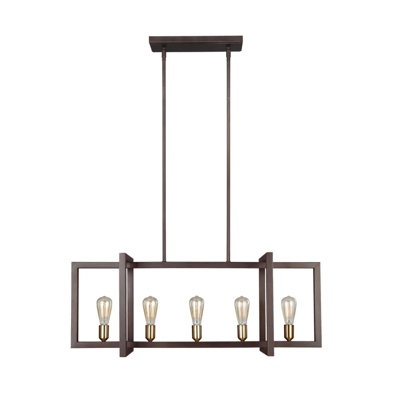 New World Bronze Five Light Island Chandelier from the Finnegan Collection