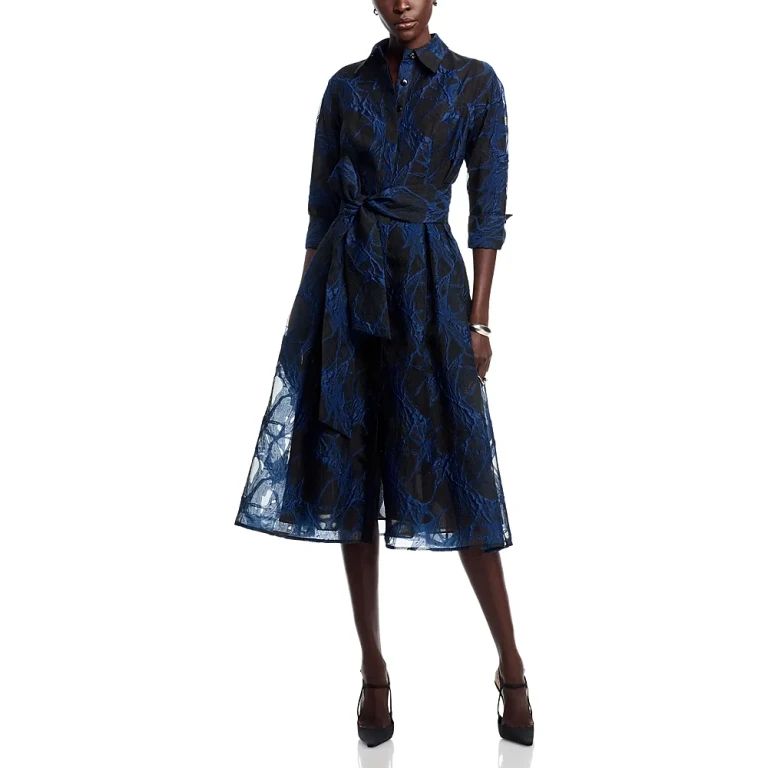 Teri Jon by Rickie Freeman Organza Web Shirt Dress