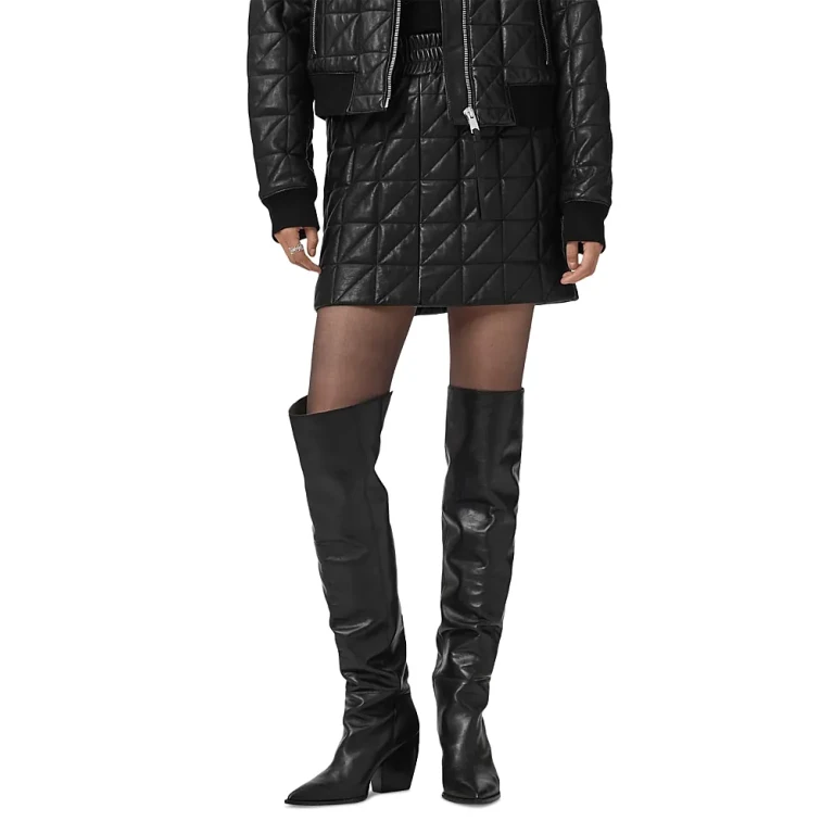 Allsaints Carly Quilted Leather Skirt