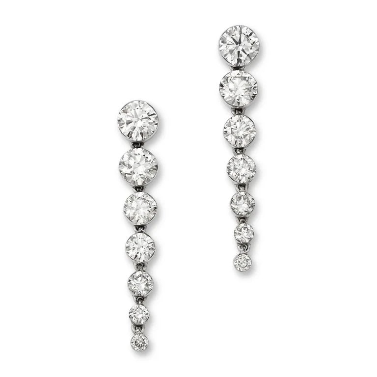 Luxe Collection Certified Lab Grown Diamond Graduated Linear Drop Earrings in 14K White Gold, 1.0 tcw