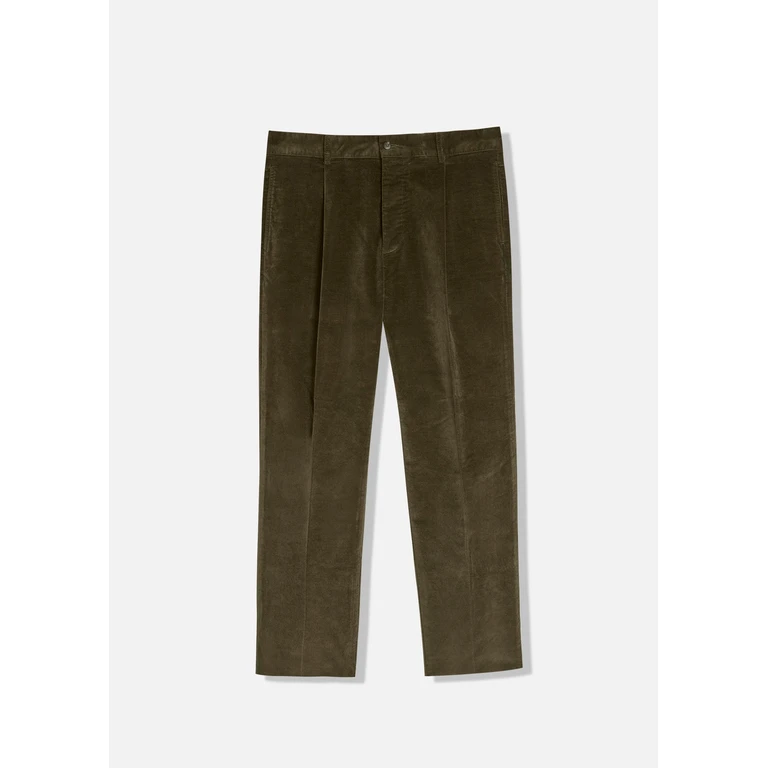 Doppiaa Aantioco Cotton Velvet Trousers With Darts Green - Unisex
