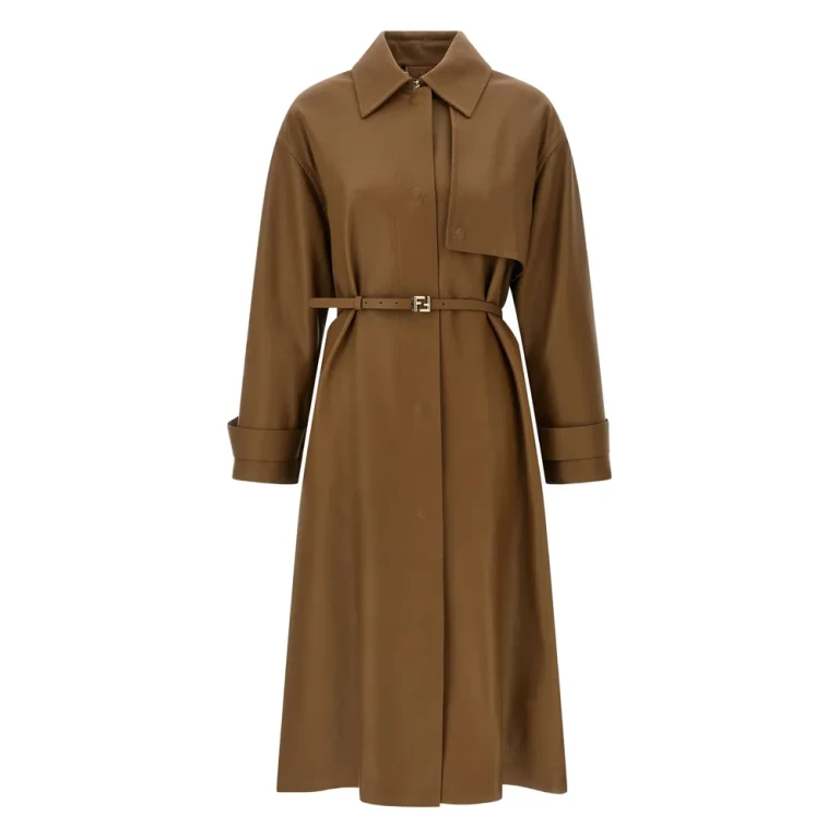 Trench Fendi con logo goffrato e cintura