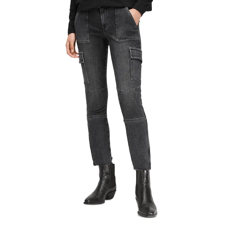 Allsaints Duran Skinny Cargo Jeans in Washed Black