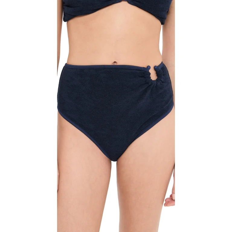 Johanna Ortiz Terry Navy Susurro Del Agua Bikini Bottoms Navy L