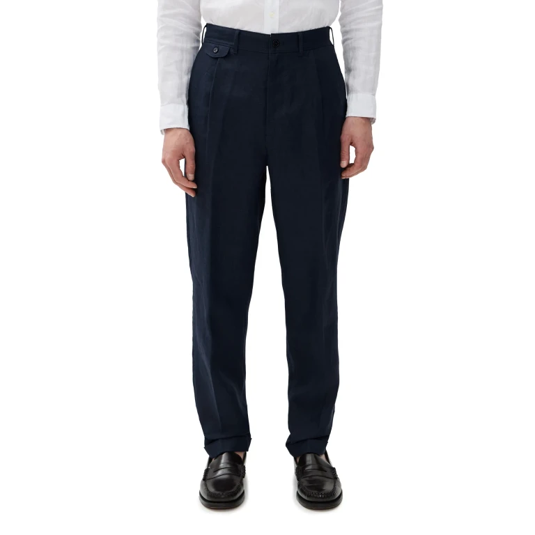 Alex Mill Standard Pleated Pants In Linen Navy 29