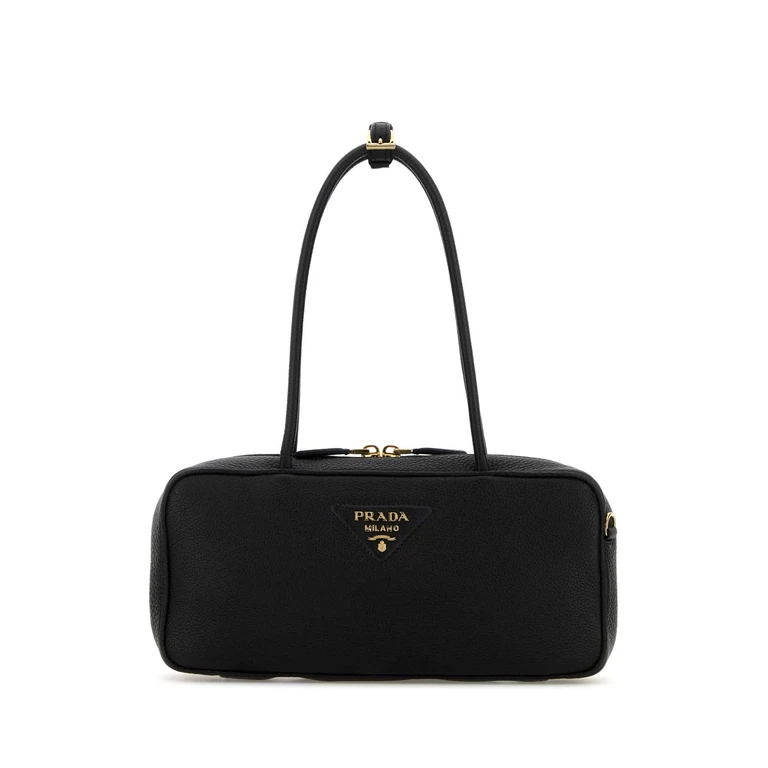 Prada Black Leather Shoulder Bag Nero 1 Vitello Borse A Mano - Women