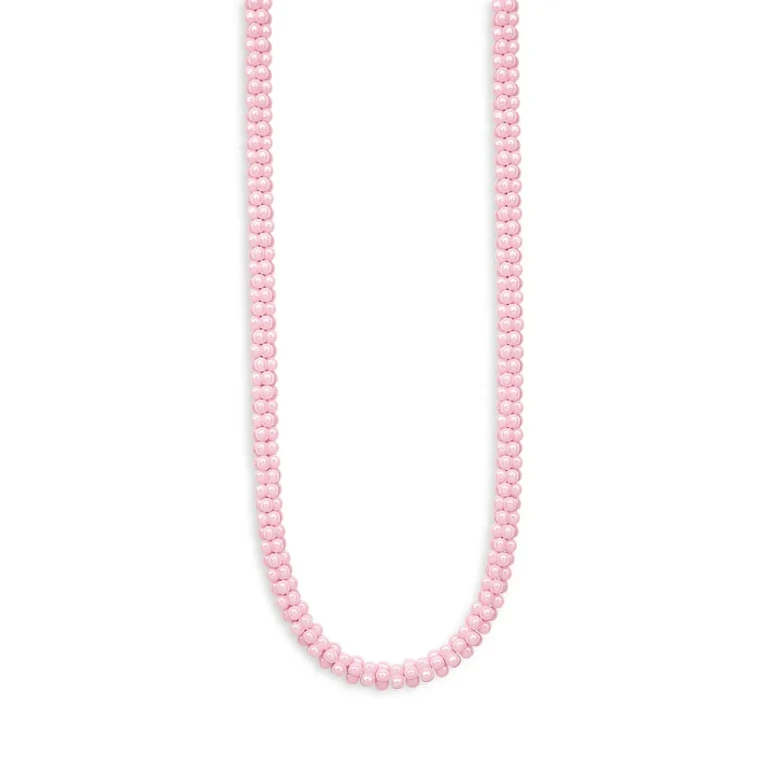 Lagos Sterling Silver Pink Caviar Ceramic Rope Necklace, 18