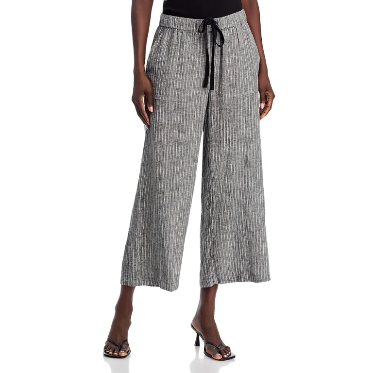 Eileen Fisher Petites Linen Wide Leg Cropped Pants